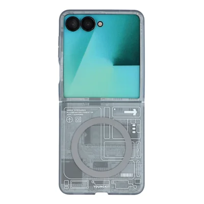YOUNGKIT Technologie-Serie für Samsung Galaxy Z Flip8 Magnetische Hülle aus Hart-PC IMD-Telefonabdeckung - Schwarz