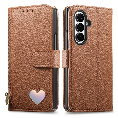 For Samsung Galaxy Z Fold8 Ultra Case TPU PU Læder Wallet Håndtelefon dæksel med lynlåge og bæremulighed - Brun