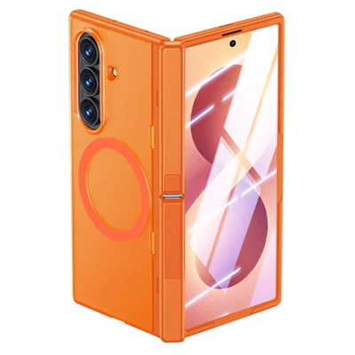 For Samsung Galaxy Z Fold8 Ultra Magnetic Case med HD Clear Tempered Glass Film Dual Kickstand PC + TPU Phone Cover - Orange