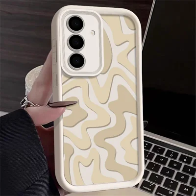 Samsung Galaxy S25 FE-hoesje met golfcamouflage streep, precisiecamerabescherming, anti-val TPU-telefoonhoesje - Antiek wit