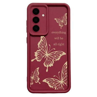 For Samsung Galaxy S25 Case Hollow Butterfly Pattern Shockproof Precision Camera Protection TPU Phone Cover - Wine Red