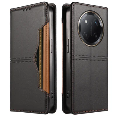  For Honor Magic7 Lite 5G / Honor X9c 5G / Honor X60 Pro 5G Wallet Case External Card Slot Magnetic Closing Leather Phone Cover - Black
