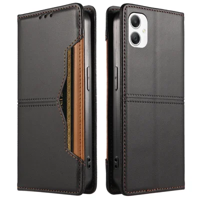 Capa Carteira para Samsung Galaxy A07 5G / Galaxy A06 4G / Galaxy A06 5G / Galaxy A08 5G / Galaxy F06 5G / Galaxy M06 5G / Galaxy A07 4G, Capa de Couro com Fecho Magnético e Ranhura Externa para Cartões - Preto