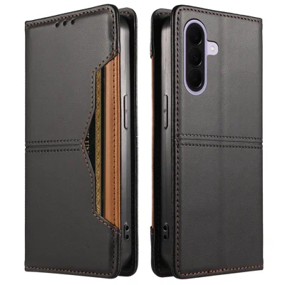  For Samsung Galaxy A36 5G / Galaxy A37 5G Wallet Case External Card Slot Magnetic Closing Leather Phone Cover - Black