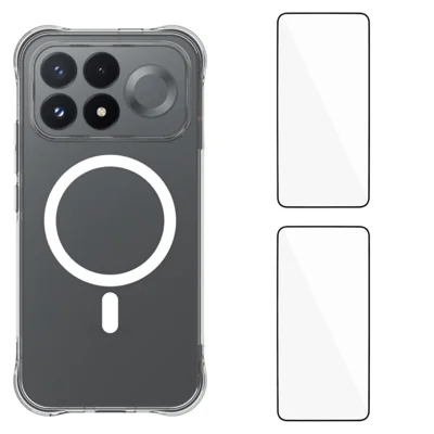 WANLONFENG for Xiaomi Redmi K100 Pro 5G (China) / Xiaomi Poco F9 Pro 5G WL1 Series 2.0mm Magnetic Case Clear TPU Phone Back Cover with 2Pcs Screen Films - Transparent
