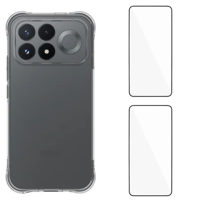 WANLONFENG for Xiaomi Redmi K100 Pro 5G (China) / Xiaomi Poco F9 Pro 5G WL2 Series TPU Case 2.0mm Phone Cover with 2Pcs Tempered Glass Films - Transparent