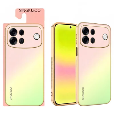 SINGIUZOO pour Oppo A7 Pro Max 5G Étui Électrodéposé Couleur Dégradée Mat AG Coque en PC + TPU - Rose