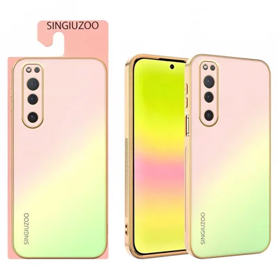 SINGIUZOO pour Sony Xperia 5 II Étui Électrodéposé Couleur Dégradée Mat AG Couvercle de Téléphone PC + TPU - Rose