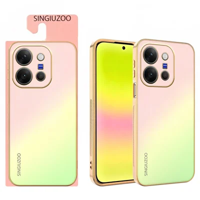 SINGIUZOO pour vivo X300 E 5G Étui Doré par Vaporisation sous Vide Couleur Dégradée Mate AG Coque en PC + TPU - Rose