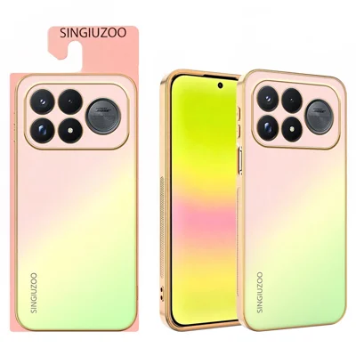 SINGIUZOO Coque pour Xiaomi Redmi K100 Pro Max 5G, Coque Téléphone PC + TPU avec Revêtement Électrolytique AG Dégradé Mat, - Rose
