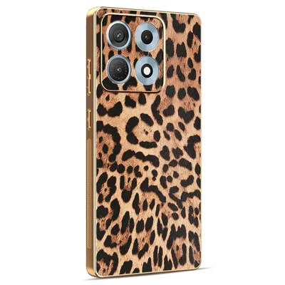 Motorola Edge 70 Max 5G Hülle Leopardenmuster PU-Leder beschichtet PC + TPU Galvanik Handyhülle - Leopardenmuster