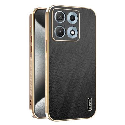 KADEM Für Motorola Edge 70 Max 5G Hülle Galvanik Seidene Textur PU + TPU Handy-Rückseite – Schwarz