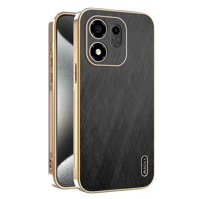 KADEM pour Honor 600 Smart 5G / X7e Plus 5G / X7e Plus 4G Coque Électroplacage Texture Soie en PU + TPU Couverture Arrière pour Téléphone - Noir