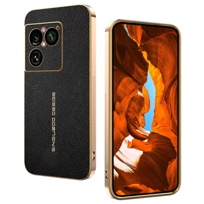 Funda para Sony Xperia 1 VIII, resistente a arañazos, textura de cuero de ricino, TPU y PU, funda trasera para teléfono - Negro