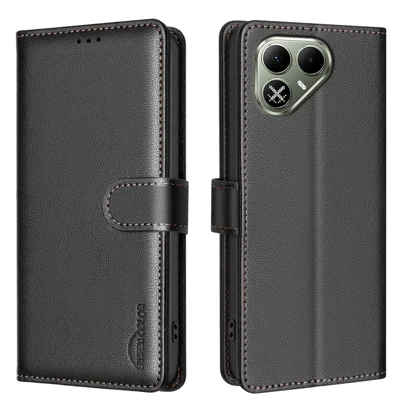  BINFEN COLOR voor TECNO Pova 8 5G BF32 Leren Hoese Wallet RFID Blokkering Telefoonhoes - Zwart