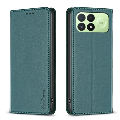BINFEN COLOR etui skórzane z podstawką i kieszeniami na karty na Xiaomi Redmi K100 Pro 5G / Xiaomi Poco F8 Pro 5G BF18 - Zielony