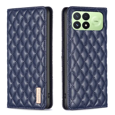 BINFEN COLOR etui na Xiaomi Redmi K100 Pro 5G / Xiaomi Poco F8 Pro 5G z uchwytem na karty, pokrowiec z poliuretanowej skóry z podstawką - niebieski