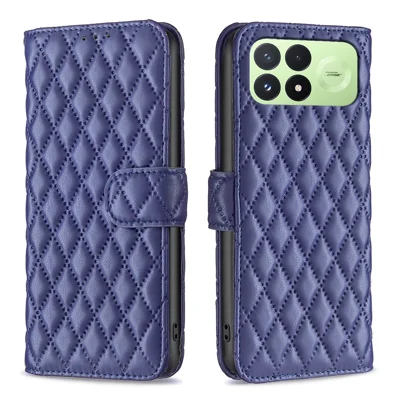 BINFEN COLOR etui na Xiaomi Redmi K100 Pro 5G / Xiaomi Poco F8 Pro 5G BF Style-14 z wzorem rombów, skórzane etui z podstawką - niebieski