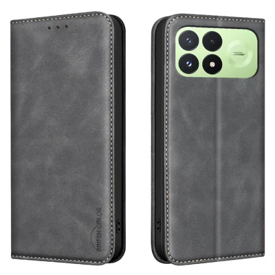  BINFEN COLOR etui do Xiaomi Redmi K100 Pro 5G / Xiaomi Poco F8 Pro 5G z blokadą RFID, skóra PU o fakturze cielęcej - Czarny