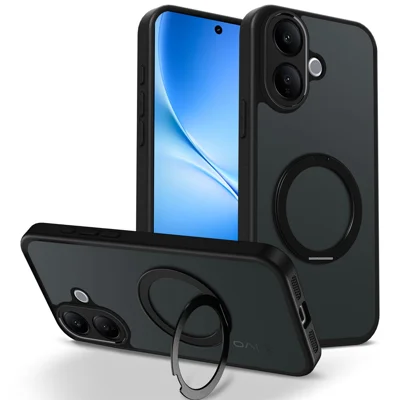 Cover per vivo V60 Lite 5G / V60 Lite 4G / V70 Lite 5G con supporto magnetico girevole, custodia antigraffio in PC opaco + TPU, nera