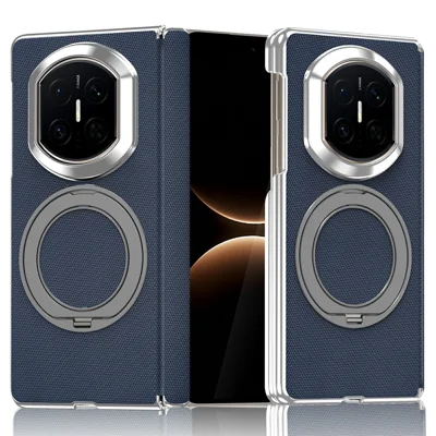 For Huawei Mate X7 Case Rotating Magnetic Kickstand Woven Fabric Texture Leather + PC Phone Cover - Sapphire