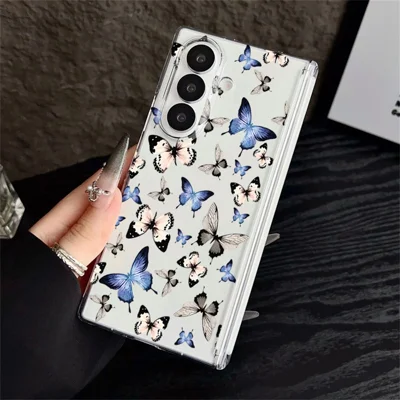 For Samsung Galaxy Z Fold8 Ultra Case Butterfly Pattern Printing Transparent PC Magnetic Hinge Shockproof Phone Cover - B884TR