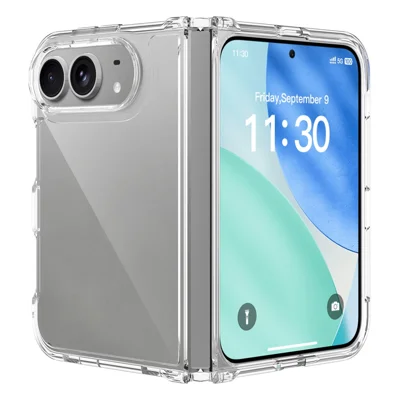 For iPhone Fold Case Anti-Scratch TPU + Acrylic Clear Back Phone Cover - Transparent