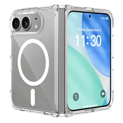 Funda magnética para iPhone Fold 2.0mm, carcasa transparente resistente a arañazos de TPU + PC