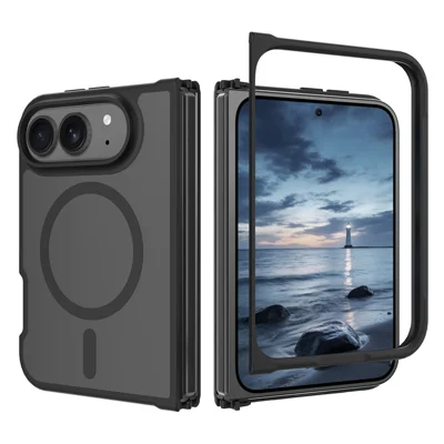 Voor iPhone Fold Magnetische Hoes TPU Frame Acryl Achterkant Telefoonhoesje Aanrakingsgevoel - Zwart