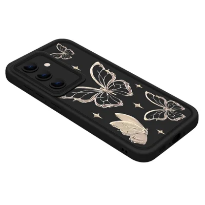 TPU Case for Samsung Galaxy A17 4G / A17 5G / A26 5G Butterfly Pattern Camera Lens Protection Shockproof Phone Cover - A799 / Black