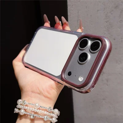 Coque transparente pour iPhone 18 Pro / 17 Pro, housse arrière anti-chocs en TPU+PC - Rouge bordeaux