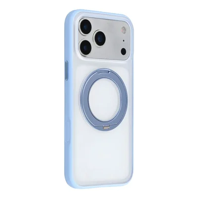 X-LEVEL para iPhone 18 Pro Max / 17 Pro Max Funda con Soporte Giratorio Magnético, Cubierta Trasera Transparente Antimanchas de PC + Silicona Líquida - Azul Bebé Transparente