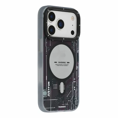 YOUNGKIT Technology Serie für iPhone 18 Pro / 17 Pro Magnetische Hülle Hart-PC IMD Handyhülle - Dunkelkirschrot