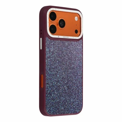 JAUCASE til iPhone 18 Pro Max / 17 Pro Max Magnetisk Case med Strass Linseskyt, Struktureret PU + TPU + PC Bagside - Vinrød