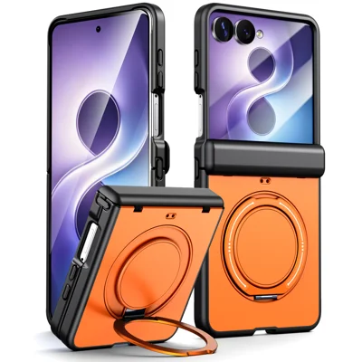  For Samsung Galaxy Z Flip7 5G / Galaxy Z Flip8 Magnetic Case Rotating Kickstand TPU + PC Phone Cover - Orange