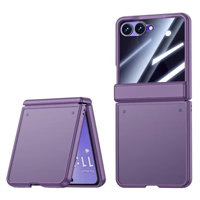 For Samsung Galaxy Z Flip8 Case with Anti-spy Screen Protector Skin-touch PC Matte Protective Phone Cover - Purple