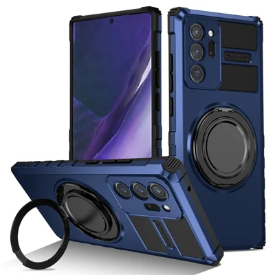 Für Samsung Galaxy Note20 Ultra / Note20 Ultra 5G Magnetische Hülle Drehbarer Ständer Anti-Drop TPU + PC Handyhülle - Saphir