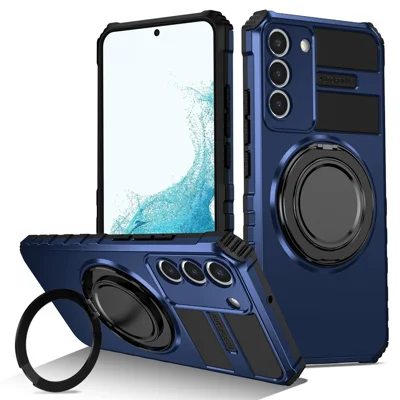 For Samsung Galaxy S22+ 5G Magnetic Case Rotary Kickstand Anti-Drop TPU + PC Phone Cover - Sapphire