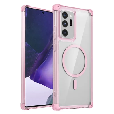 Magnetische Hülle für Samsung Galaxy Note20 Ultra / Note20 Ultra 5G aus TPU + PC, transparente Handyhülle – Transparentrosa