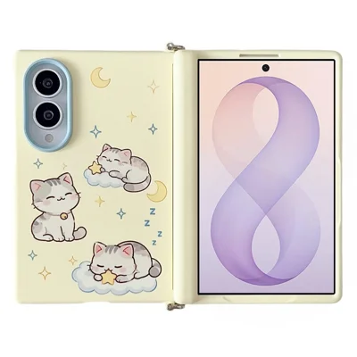 Voor Samsung Galaxy Z Fold8 Magnetische Hoes Volledige Bescherming Scharnier IMD Patroon Vouwhoes - Geel