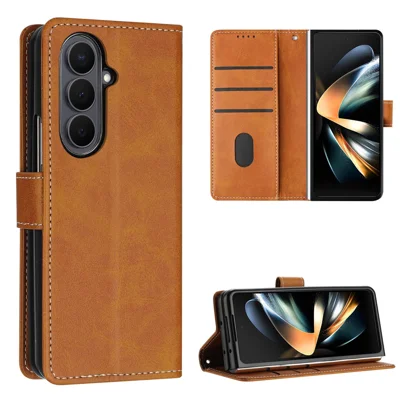 For Samsung Galaxy Z Fold8 Ultra Wallet Case Flip Stand Calf Texture PU Leather Phone Cover - Yellow