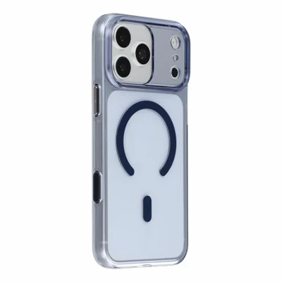 JAUCASE na iPhone 18 Pro Max / 17 Pro Max Etui magnetyczne Kryształowe PC Ochrona obiektywu z precyzyjnym ustawieniem aparatu z kontrolą AI - Przezroczyste niebieskie
