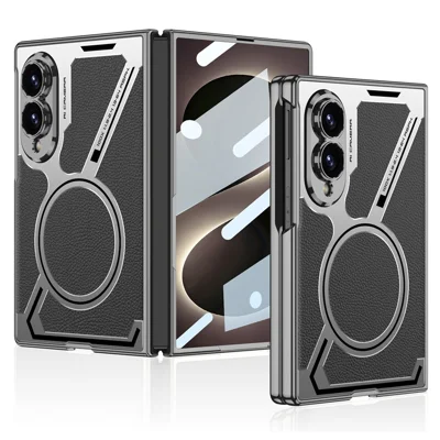 GKK для Samsung Galaxy Z Fold8 чехол с магнитом, чехол из искусственной кожи PU + поликарбоната с защитой экрана — черный
