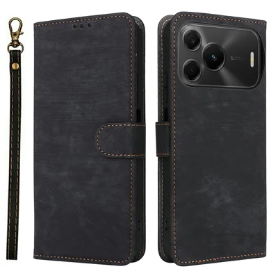 For Huawei nova 16 SE 5G Wallet Case RFID Blocking PU Leather Phone Cover Stand with Strap - Black