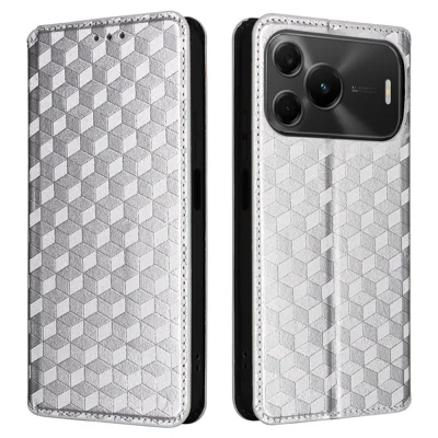 For Huawei nova 16 SE 5G Case Wallet Rhombus Imprinted PU Leather Phone Cover - Silver