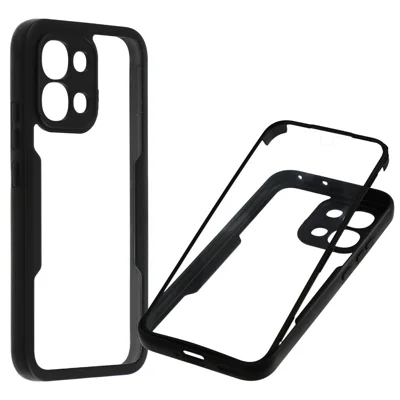 For Oppo A6 Pro 5G Phone Case Acrylic + TPU Clear Phone Cover with PET Screen Film - Black