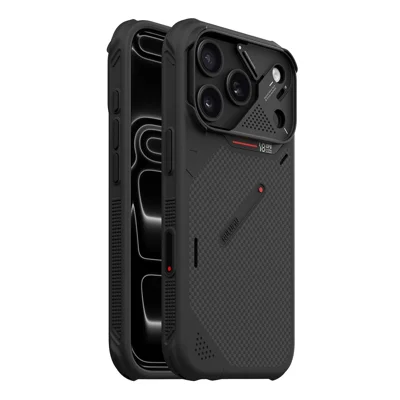 AULUMU для iPhone 18 Pro / 17 Pro Магнитный чехол Усиленный арамидным волокном с алюминиевой рамкой объектива Защитный ударопрочный чехол - Черный
