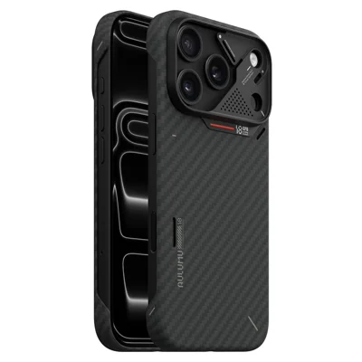 AULUMU For iPhone 18 Pro / 17 Pro Aramid Fiber Case Ultra Thin Magnetic Phone Cover with Real-Time Temperature Monitoring - Black