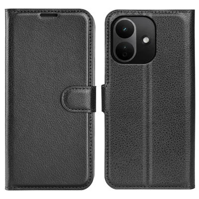 For Xiaomi Redmi Note 17 Pro 5G Case Wallet Stand Litchi Texture Shockproof Leather Phone Cover - Black