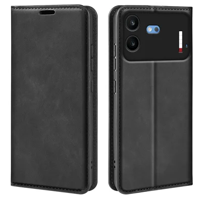 Für Nothing Phone (4b) Hülle Skin-Touch-Leder mit Geldbörse - Schwarz